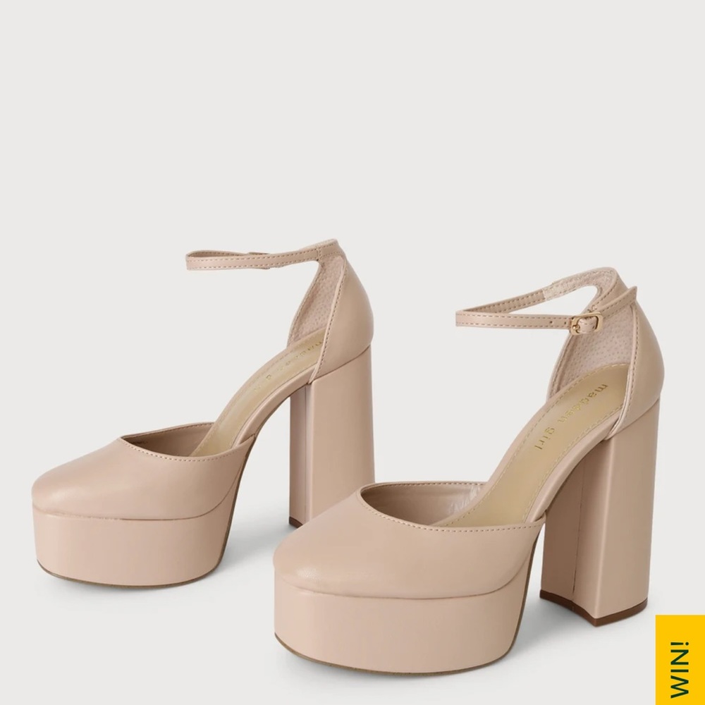 Madden Girl Dion Blush Platform Ankle Strap Pumps